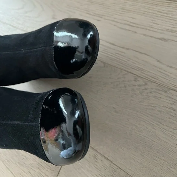 Marc by Marc Jacobs Black Over-the-Knee Suede Boots with Patent Toe Cap Sz 37.5 - Picture 13 of 17